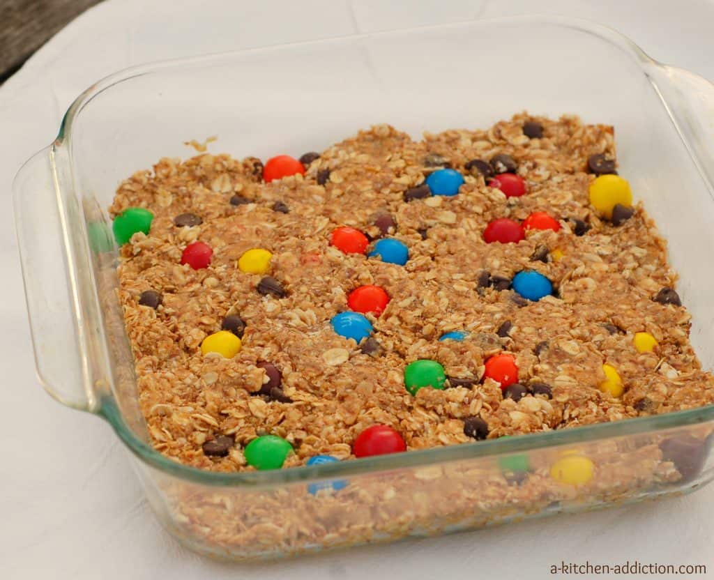 Monster Cookie Granola Bars {A Kitchen Addiction}
