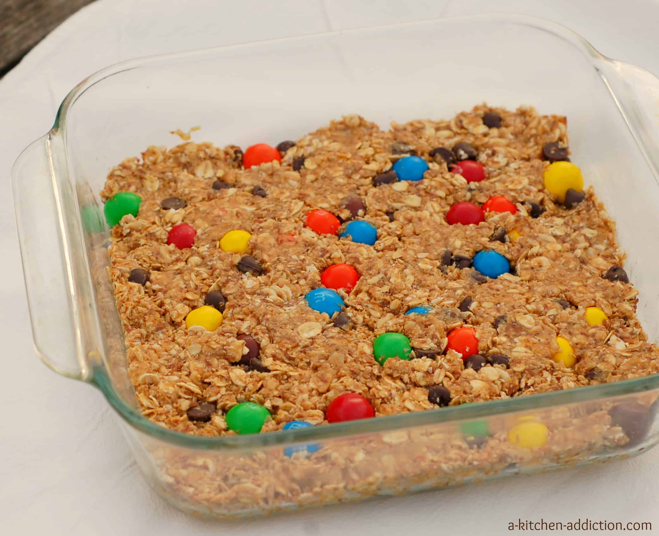 Monster Cookie Granola Bars (NoBake) A Kitchen Addiction