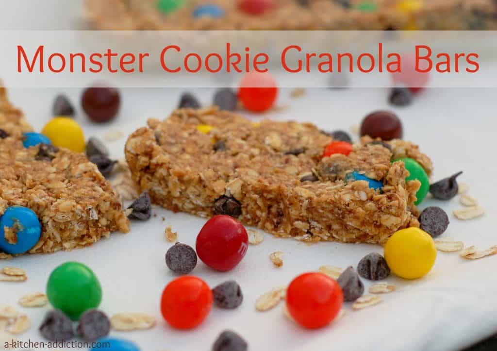 Monster Cookie Granola Bars {a-kitchen-addiction.com}