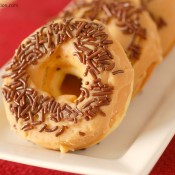 {A Kitchen Addiction} Peanut Butter Glazed Chocolate Chip Donuts