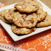 {A Kitchen Addiction} Snickers White Chip Cookies