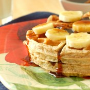 Banana Bread Waffles with Cinnamon-Brown Sugar Syrup