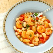 Garlic Shrimp with White Beans and Tomatoes #recipe