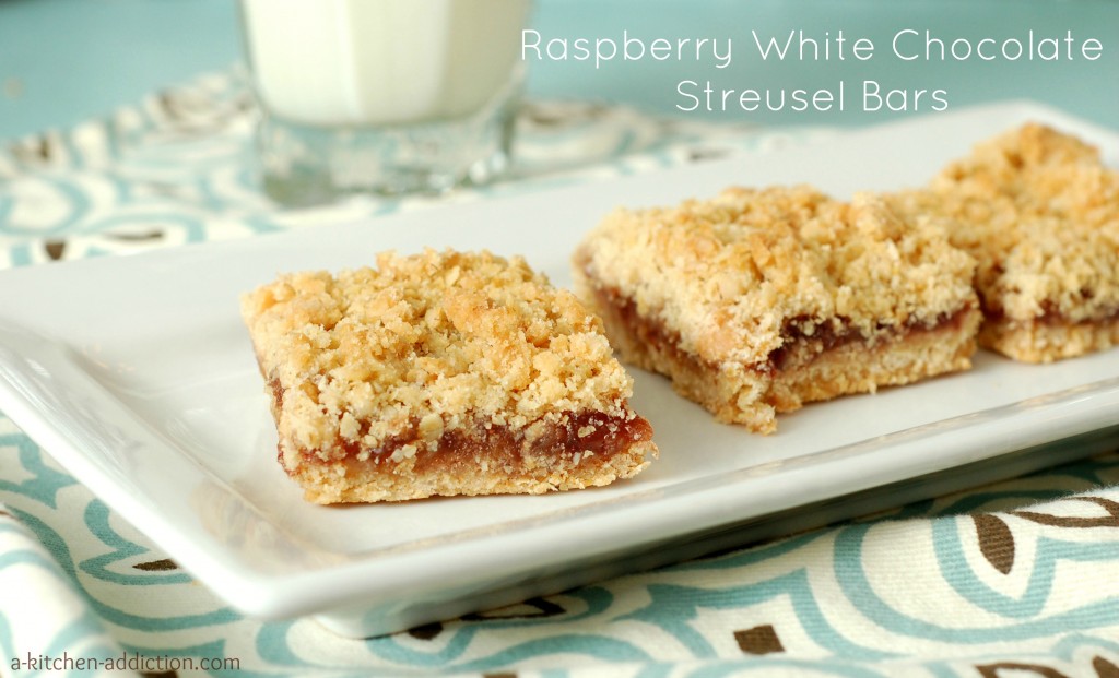 Raspberry White Chocolate Streusel Bars from www.a-kitchen-addiction.com Raspberry White Chocolate Streusel Bars