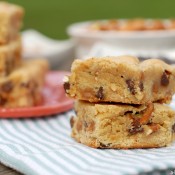 Salted Chocolate Caramel Pretzel Blondies Recipe l www.a-kitchen-addiction.com