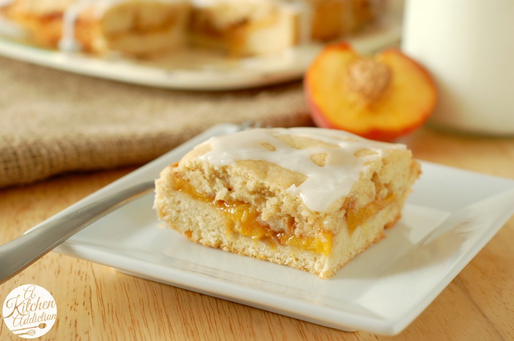 Peaches and Cream Cake Recipe l www.a-kitchen-addiction.com Peaches and Cream Cake Recipe l www.a-kitchen-addiction.com