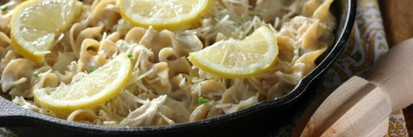 Lemony Chicken and Chives Noodle Skillet l www.a-kitchen-addiction.com