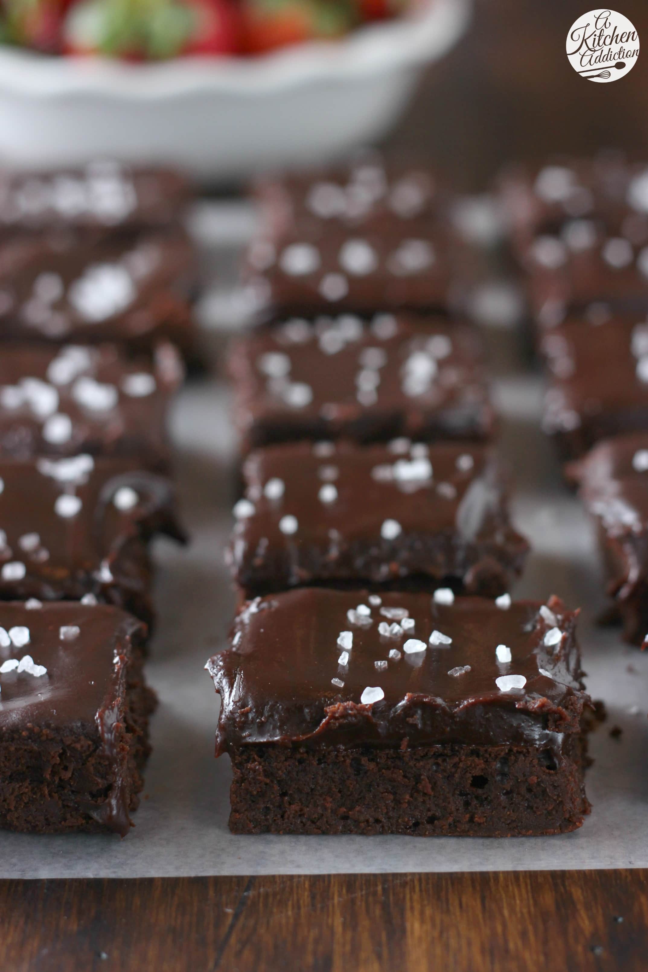 Fudgy Flourless Brownies with Sea Salt Ganache A Kitchen Addiction