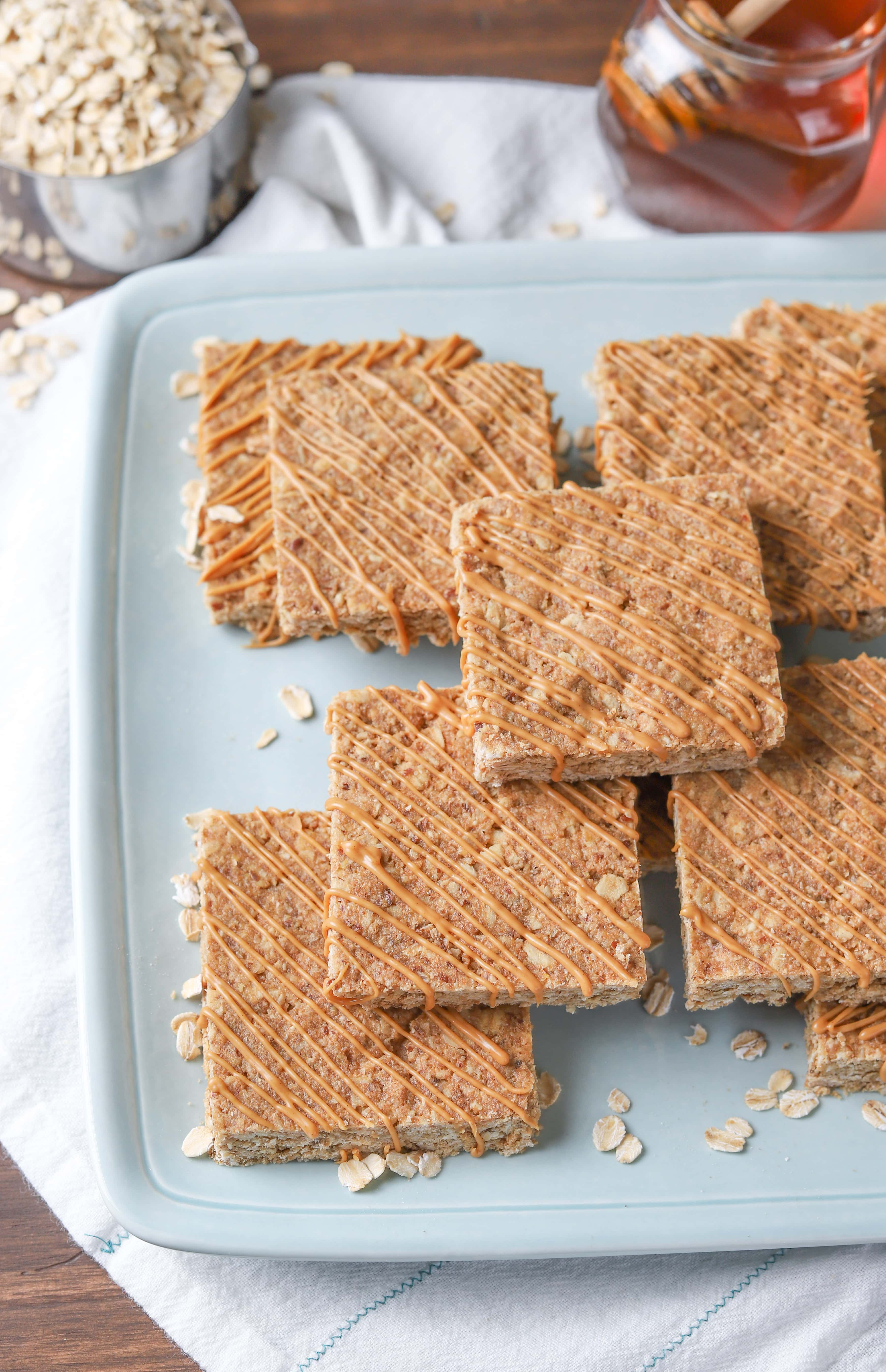 Whole Wheat Soft Baked Peanut Butter Granola Bars Recipe from A Kitchen Addiction