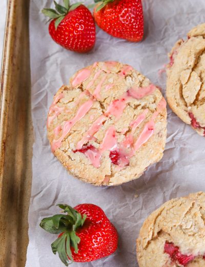 Fresh Strawberry Scones Recipe with Lemon Strawberry Glaze