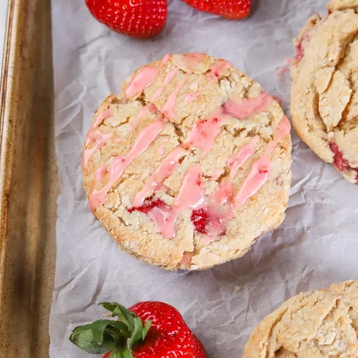 Fresh Strawberry Scones Recipe with Lemon Strawberry Glaze