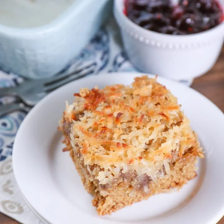 Old Fashioned Caramel Broiled Berry Oatmeal Cake