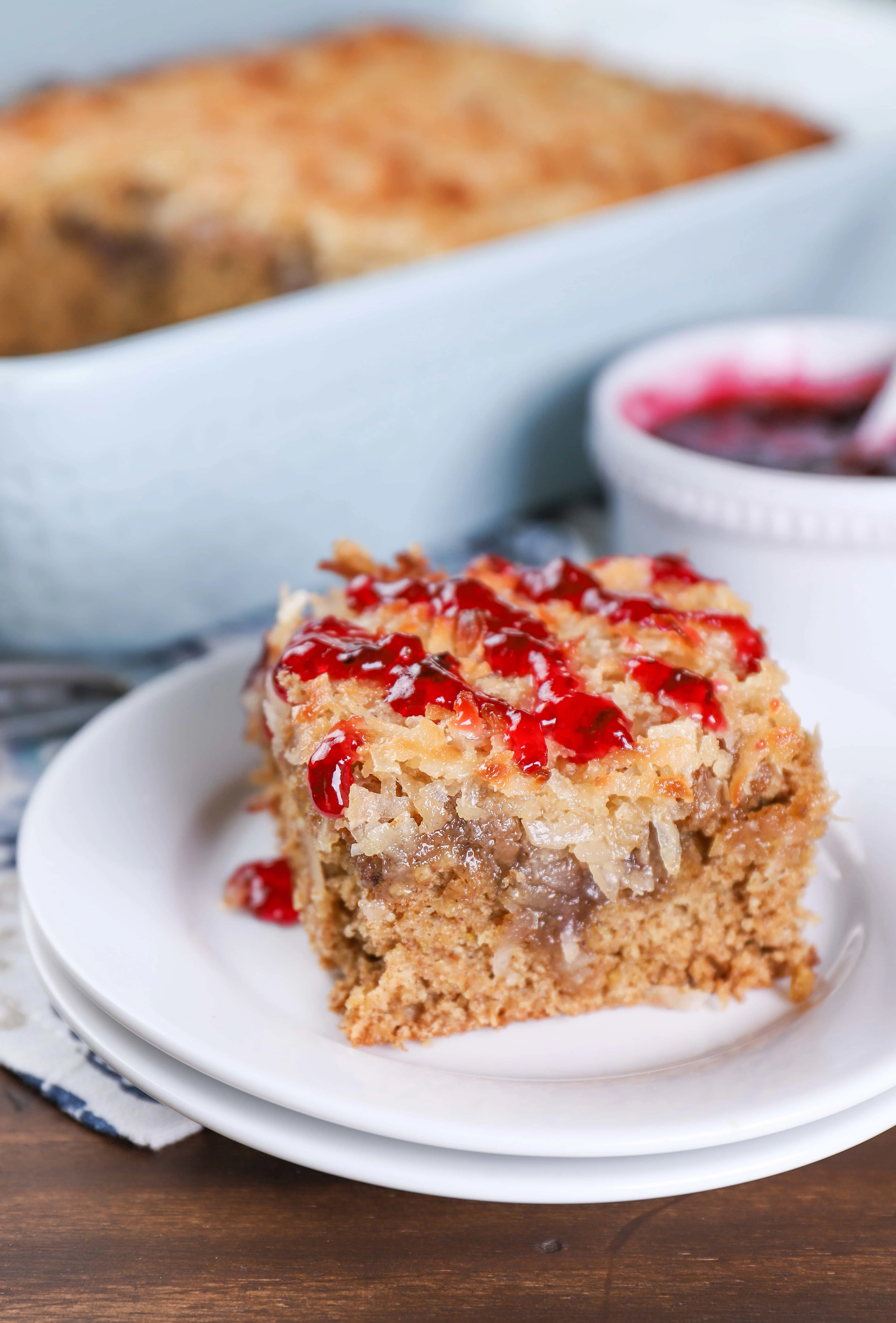 Caramel Coconut Broiled Berry Oatmeal Cake Recipe