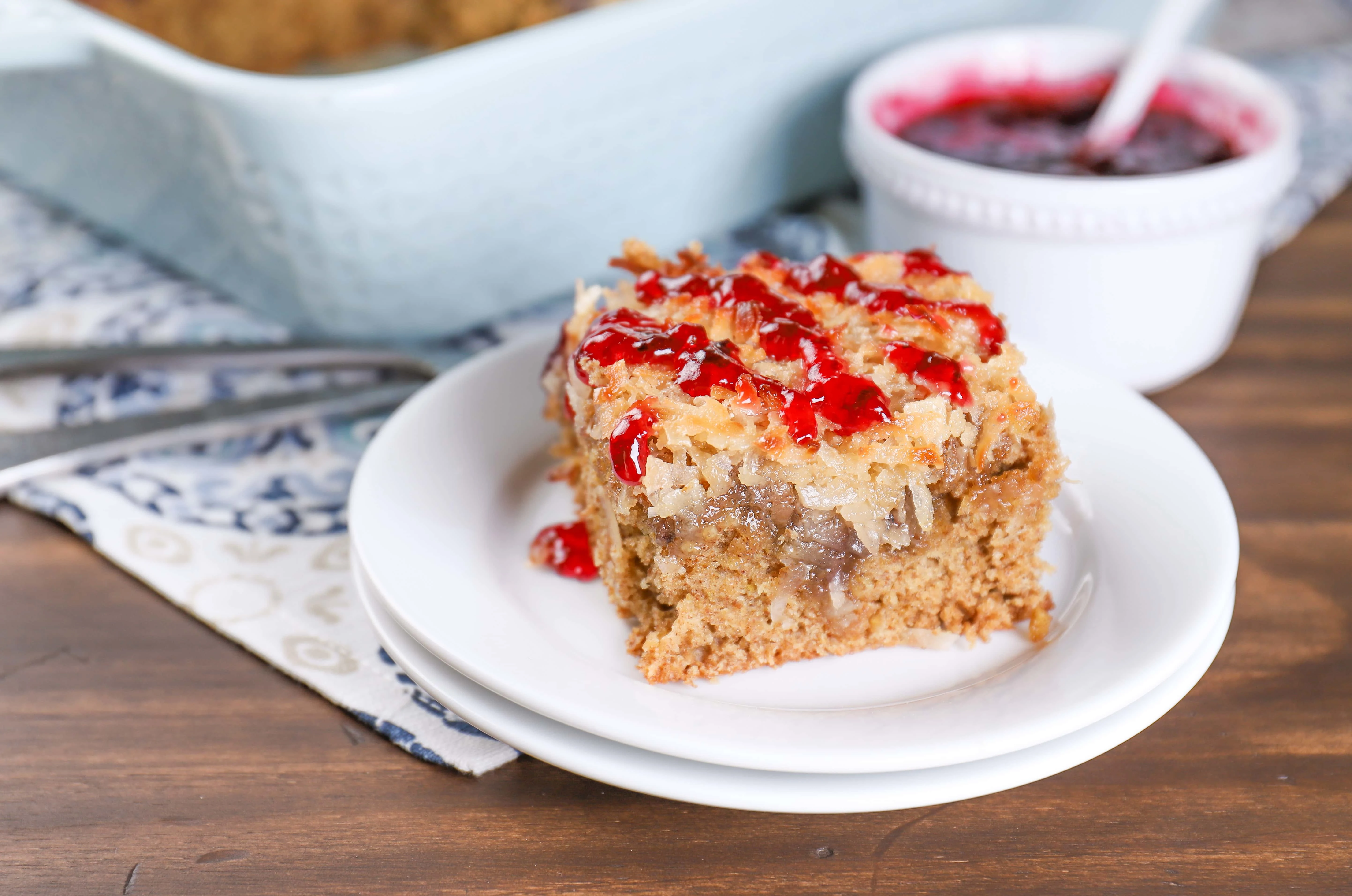 Coconut Caramel Broiled Berry Oatmeal Cake Recipe