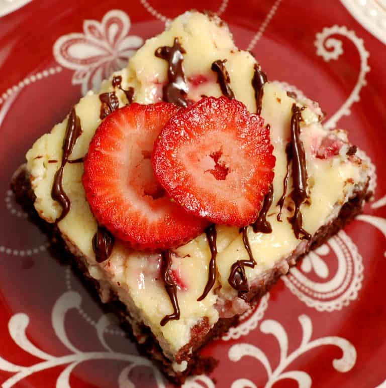 Dark Chocolate Drizzled Strawberry Cheesecake Brownies A Kitchen Addiction