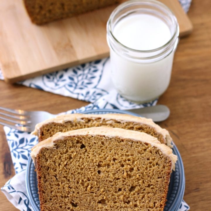 Pumpkin Bread with Salted Caramel Drizzled Pumpkin Buttercream Recipe from A Kitchen Addiction