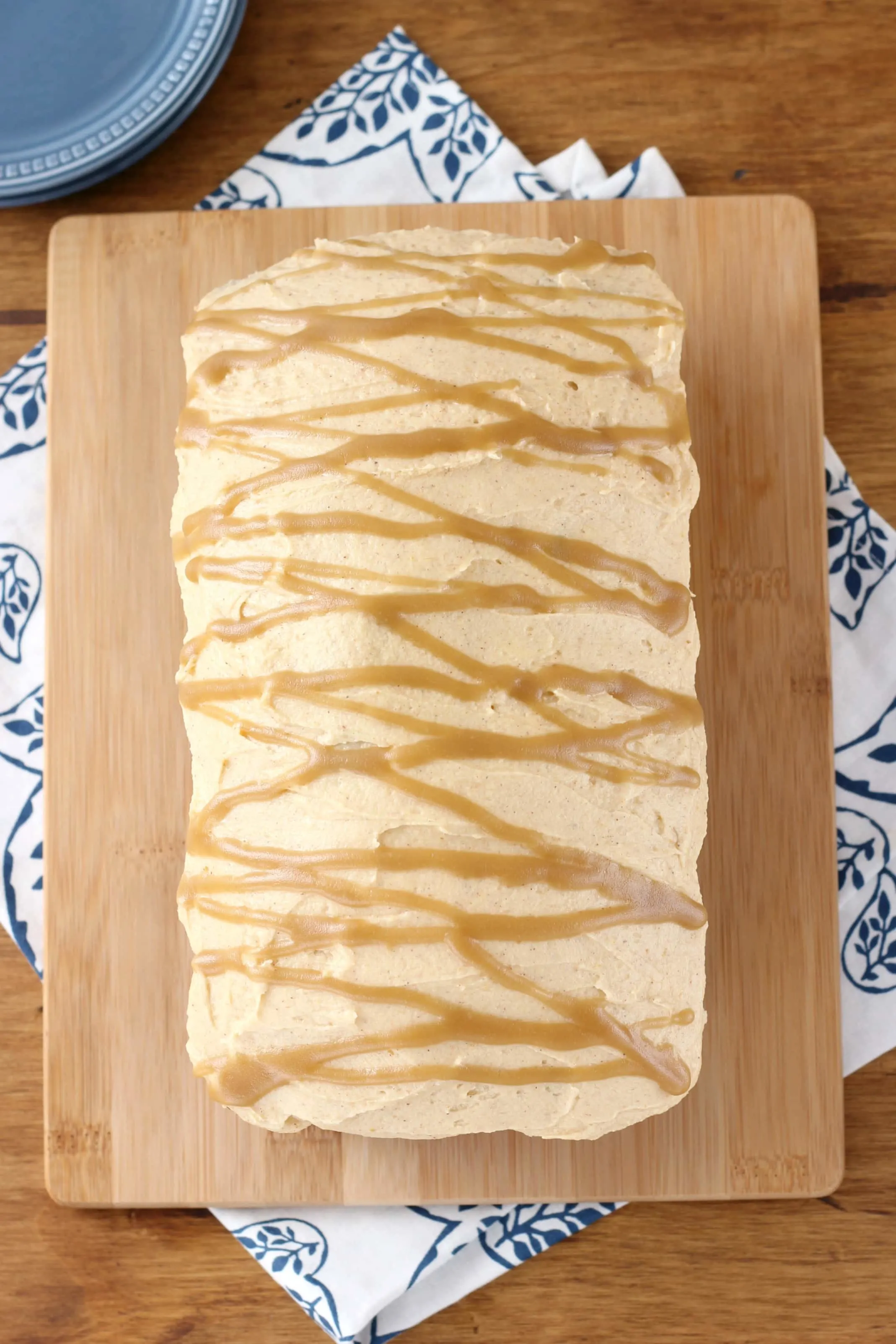 Pumpkin Bread with Salted Caramel Drizzled Pumpkin Buttercream Recipe from A Kitchen Addiction