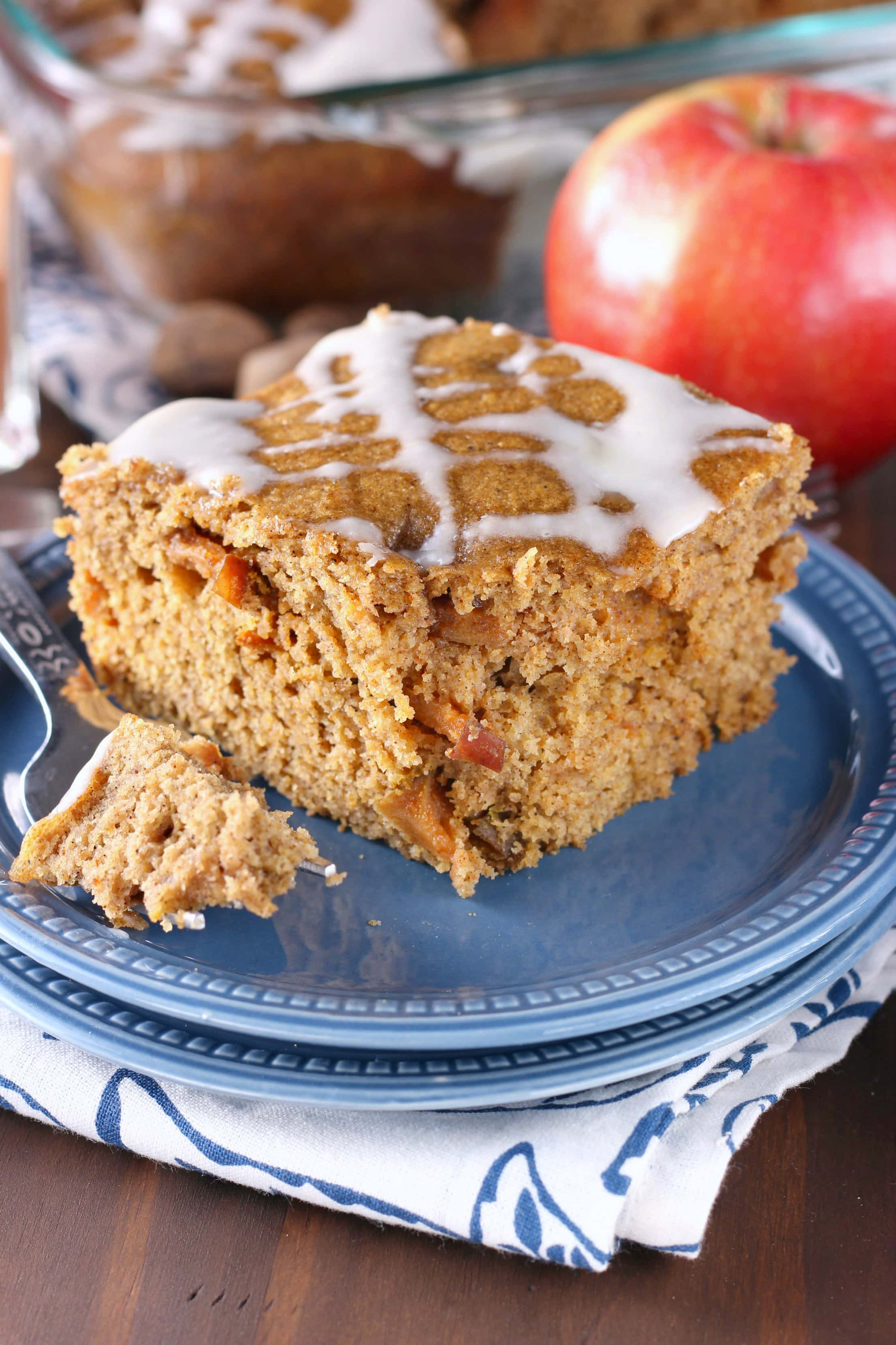 Brown Butter Apple Yogurt Snack Cake Recipe from A Kitchen Addiction