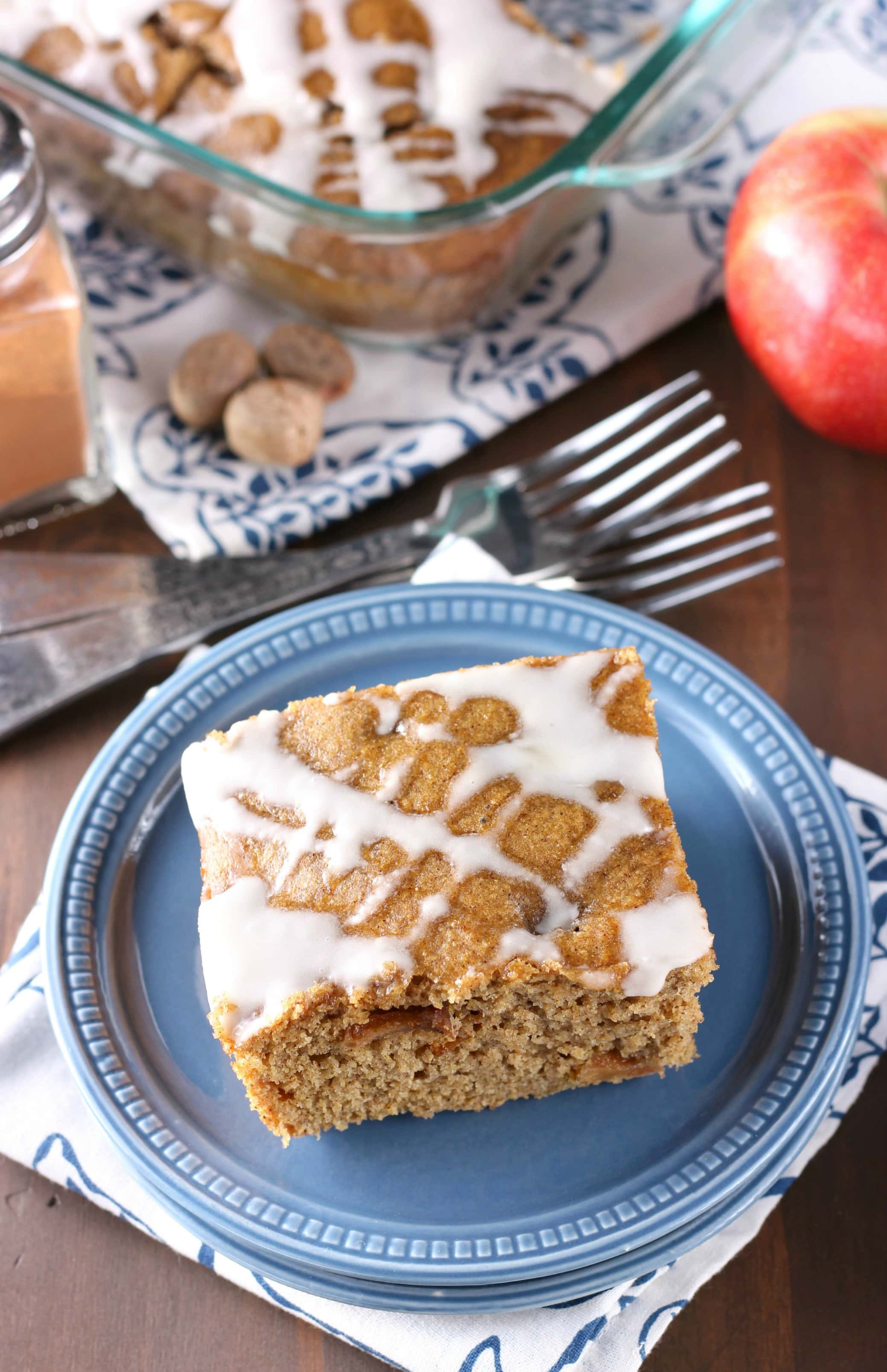 Brown Butter Apple Yogurt Snack Cake Recipe from A Kitchen Addiction