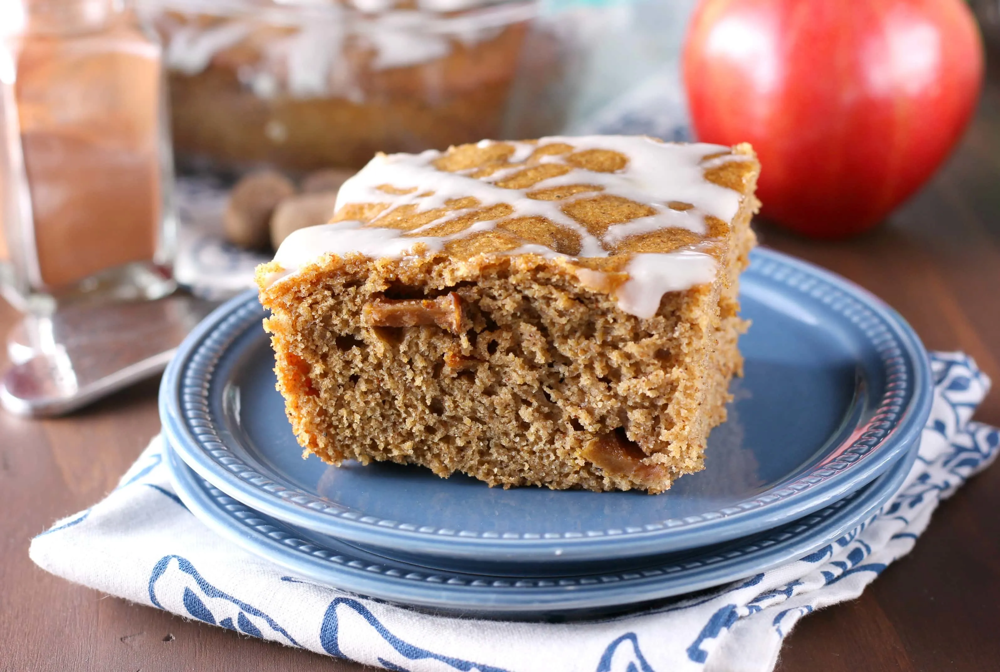 Whole Wheat Brown Butter Apple Yogurt Snack Cake Recipe from A Kitchen Addiction