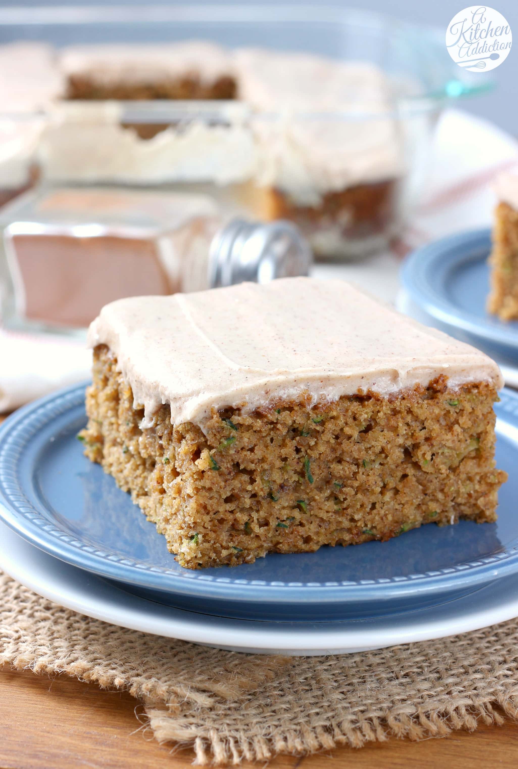 Zucchini Cake with Spiced Cream Cheese Frosting Recipe from A Kitchen Addiction