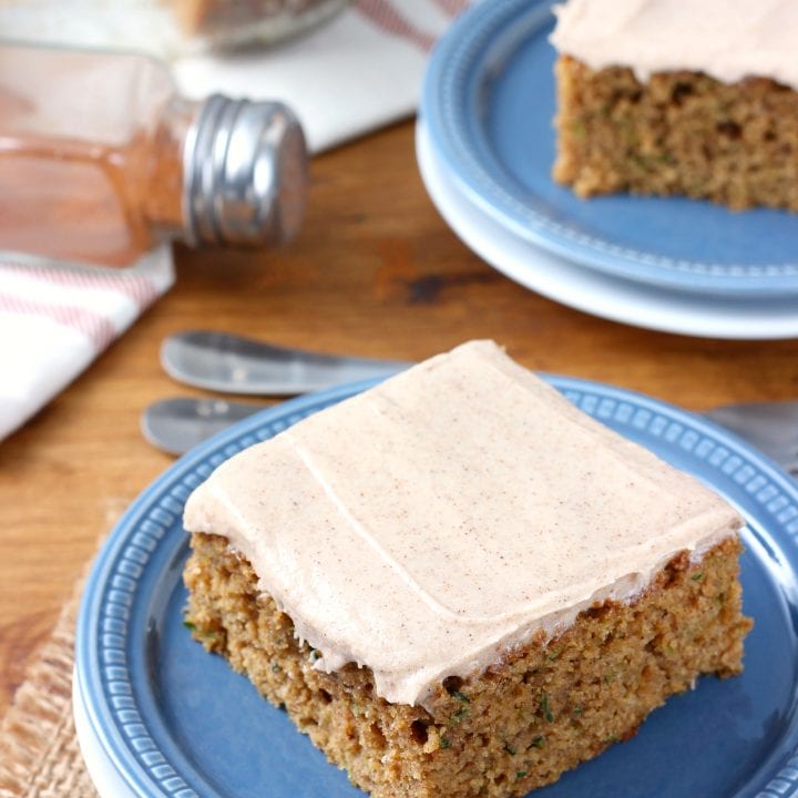 Spiced Cream Cheese Frosted Zucchini Bars Recipe from A Kitchen Addiction