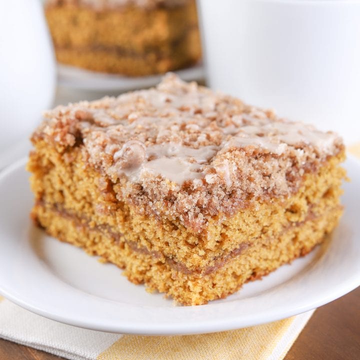 Maple Glazed Cinnamon Pumpkin Coffee Cake Recipe from A Kitchen Addiction