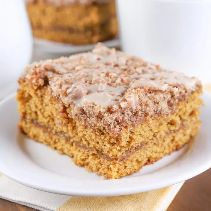 Maple Glazed Cinnamon Pumpkin Coffee Cake Recipe from A Kitchen Addiction