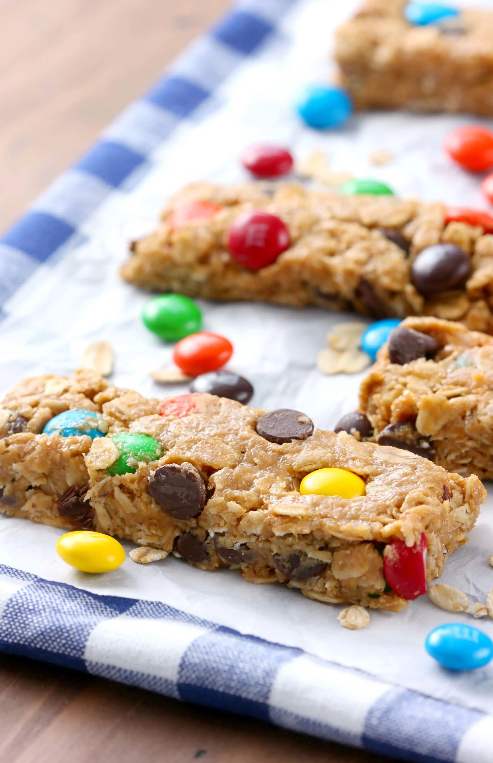 Monster Cookie Granola Bars Recipe from A Kitchen Addiction