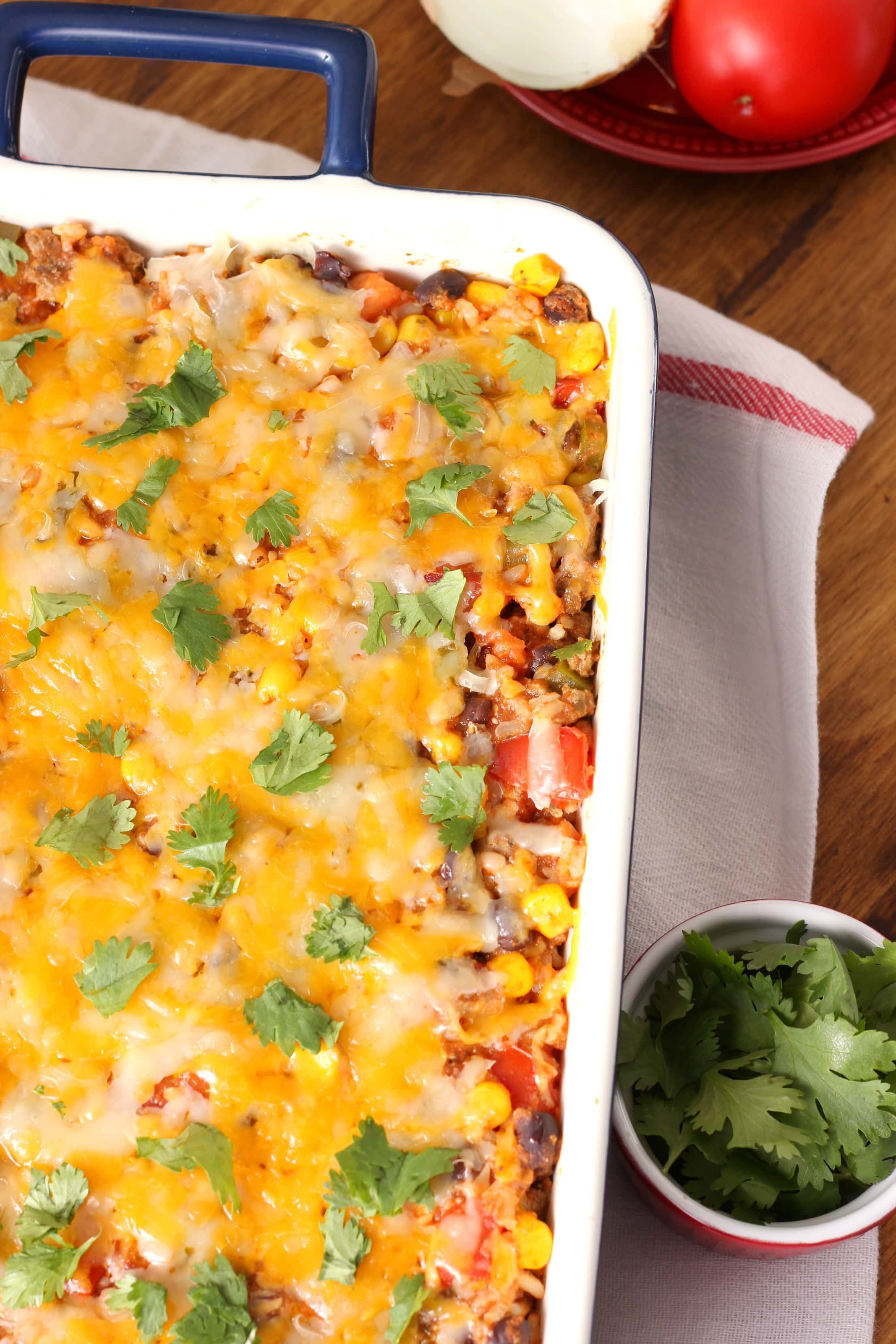 Super Easy Southwestern Stuffed Pepper Casserole Recipe from A Kitchen Addiction