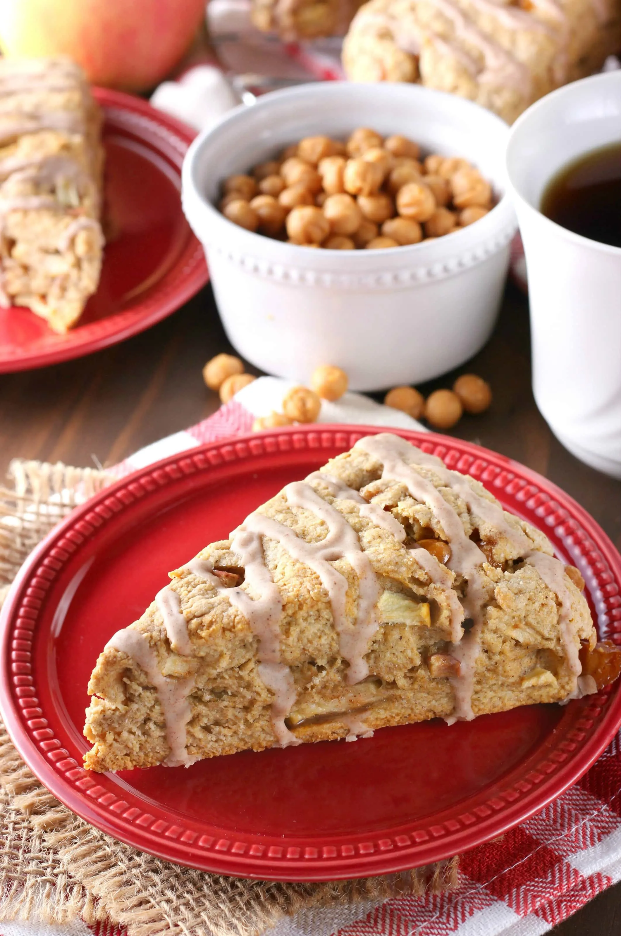 Spice Glazed Caramel Apple Scones Recipe from A Kitchen Addiction