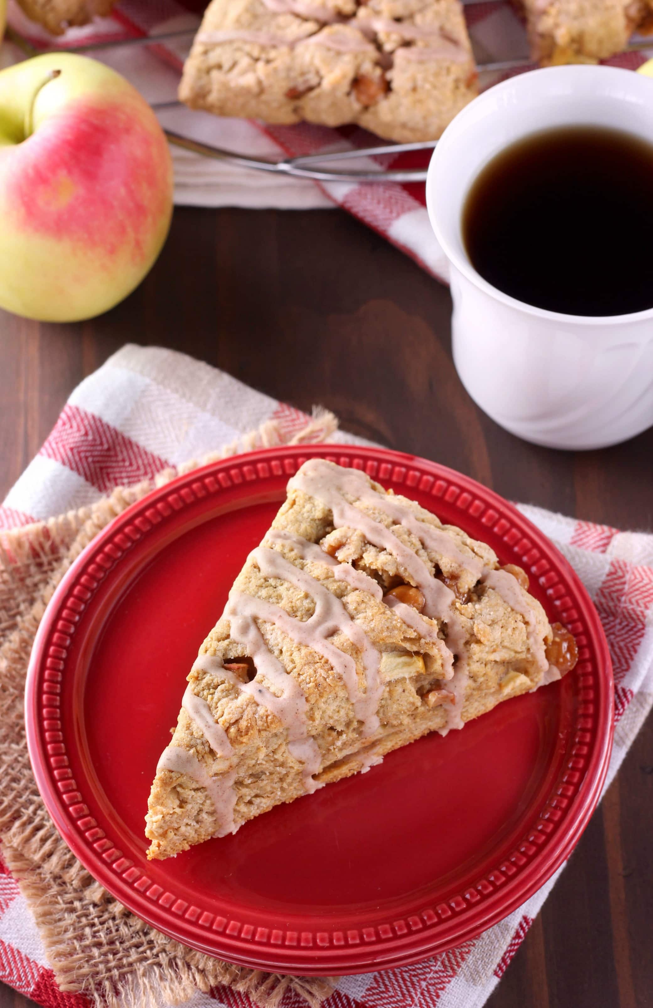 Spice Glazed Caramel Apple Scones Recipe from A Kitchen Addiction