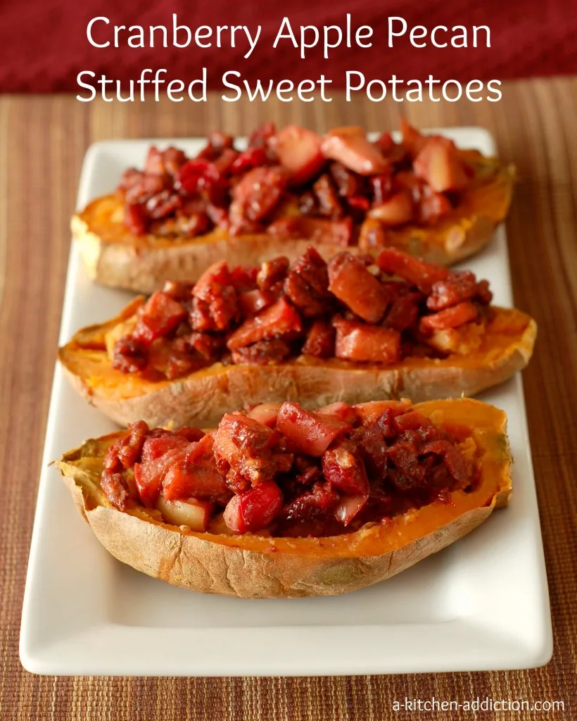 {A Kitchen Addiction} Cranberry Apple Pecan Stuffed Sweet Potatoes