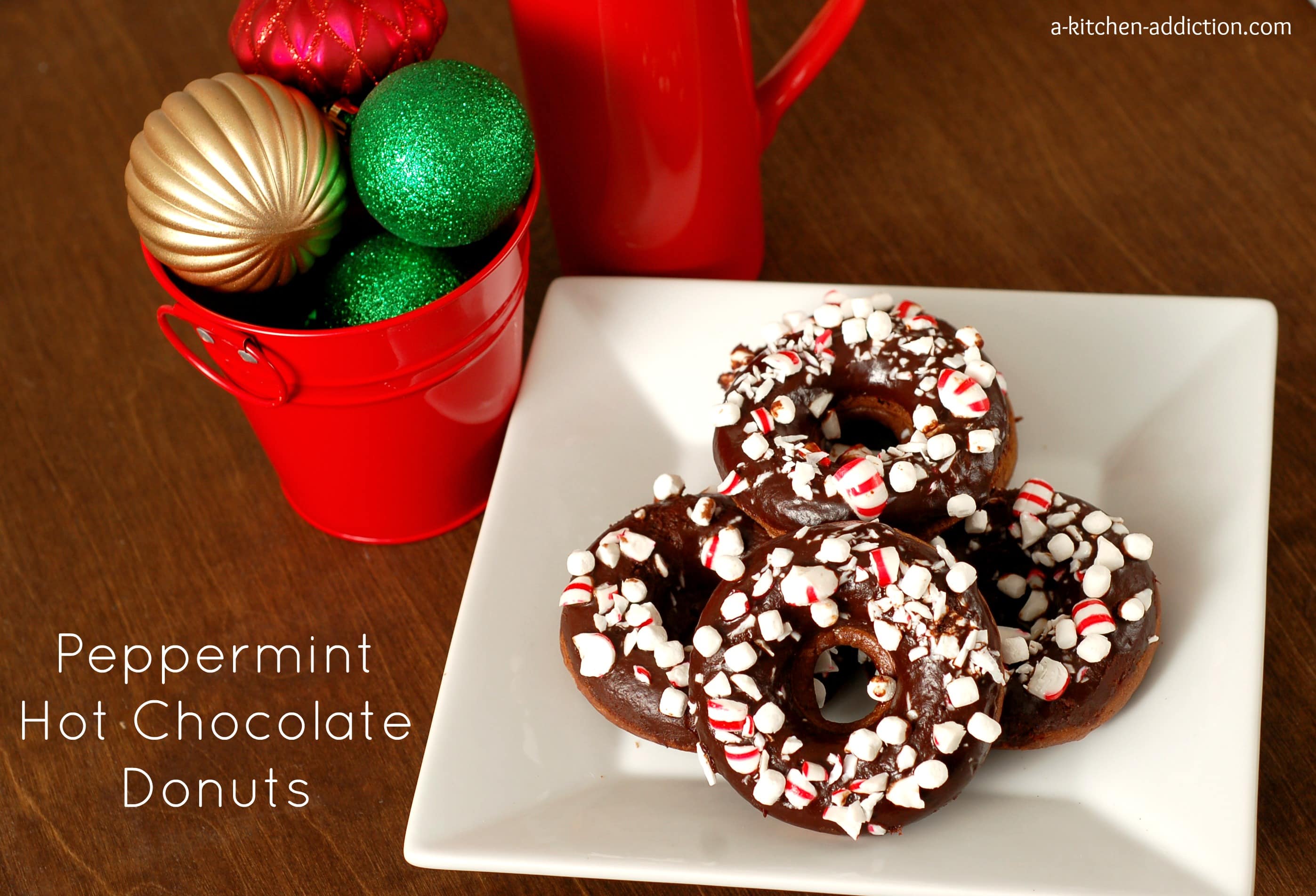 Peppermint Hot Chocolate Donuts - A Kitchen Addiction