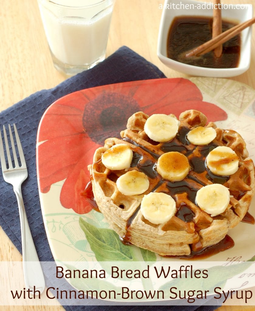 Banana Bread Waffles with Cinnamon-Brown Sugar Syrup