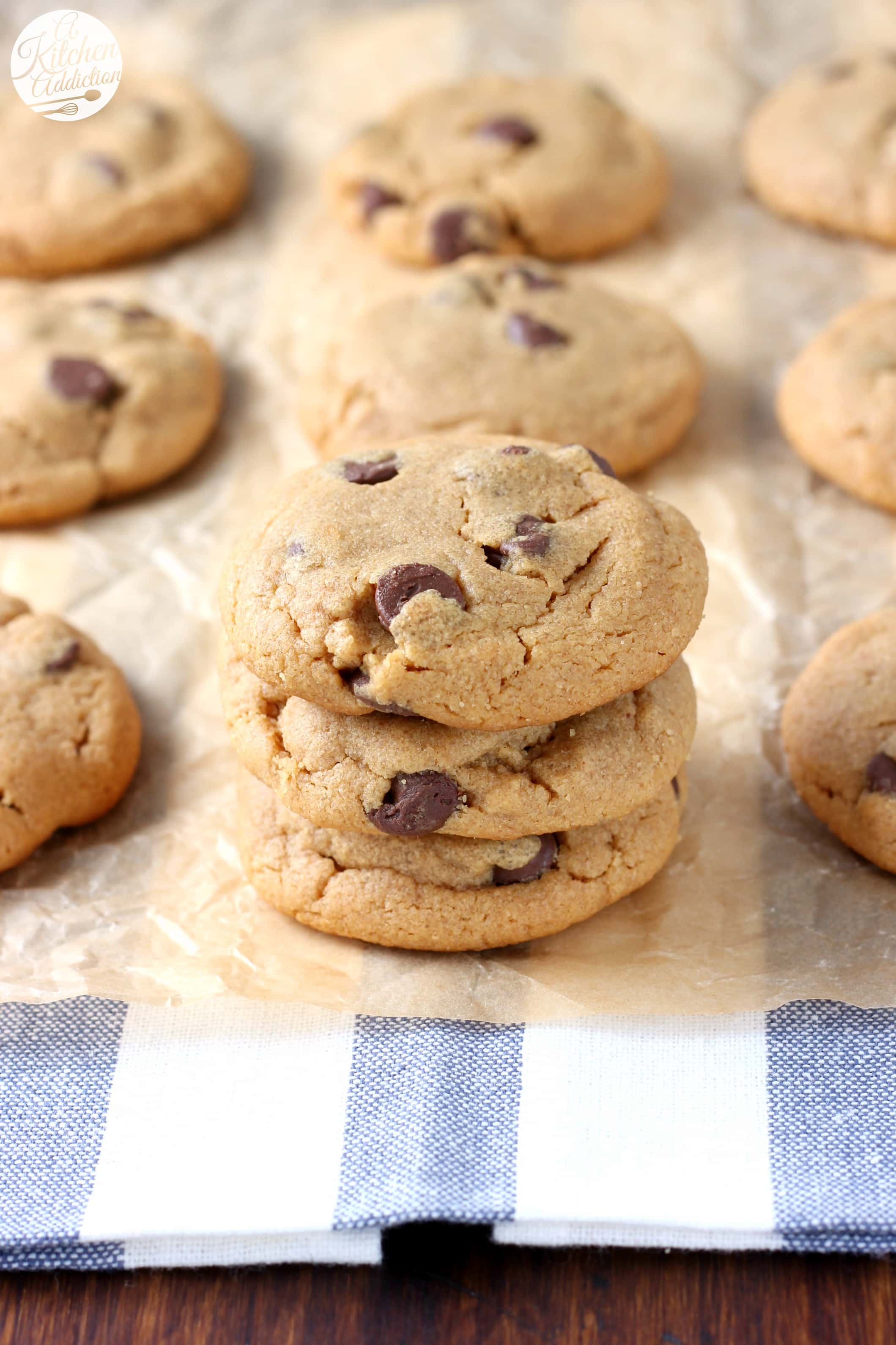 One Bowl Flourless Peanut Butter Chocolate Chip Cookies Recipe from A Kitchen Addiction