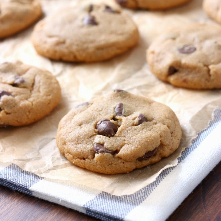 Flourless Peanut Butter Chocolate Chip Cookies Recipe from A Kitchen Addiction