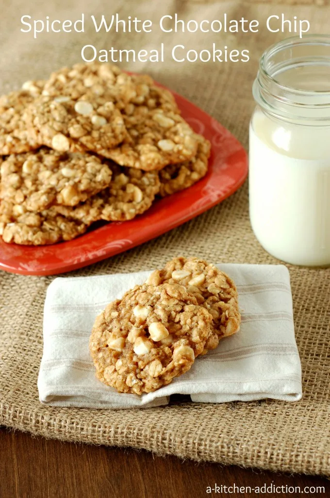 Spiced White Chocolate Chip Oatmeal Cookies from www.a-kitchen-addiction.com Spiced White Chocolate Chip Oatmeal Cookies