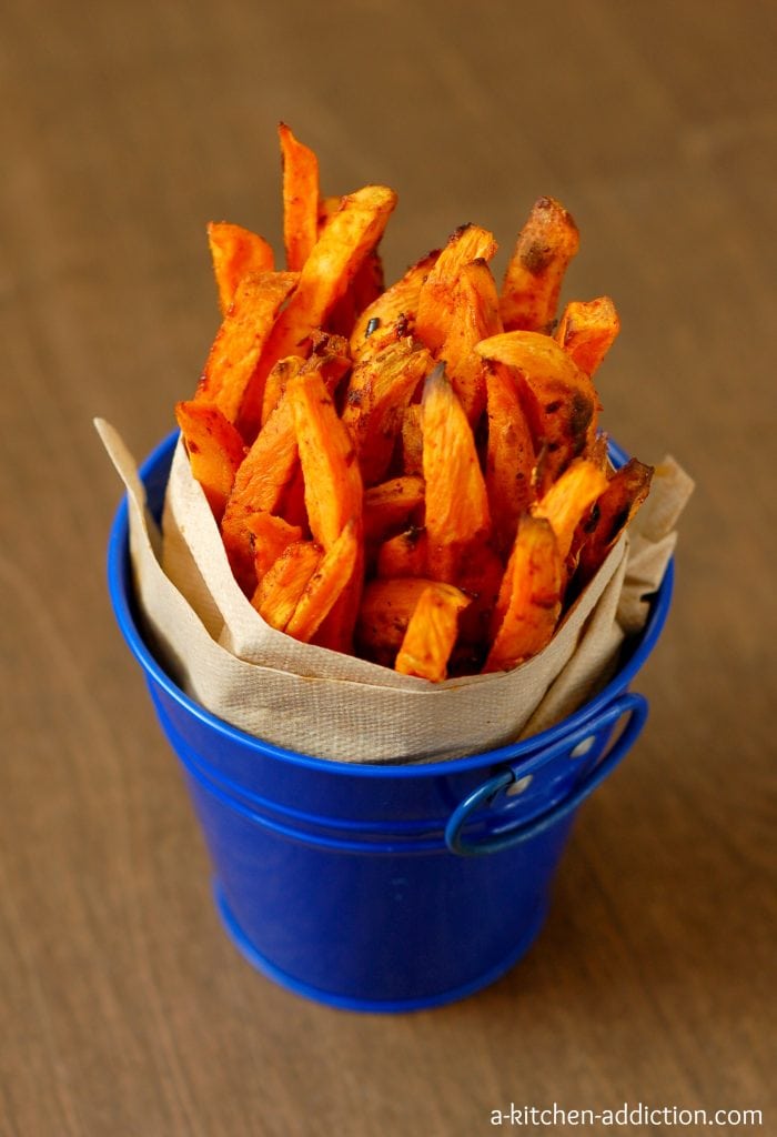 Spicy Sweet Potato Fries - A Kitchen Addiction