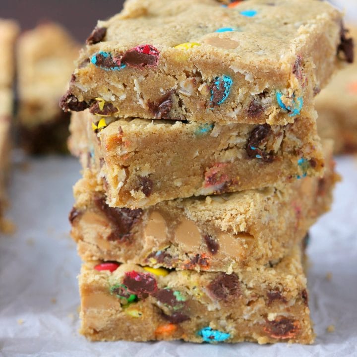 Monster Cookie Bars Recipe from A Kitchen Addiction