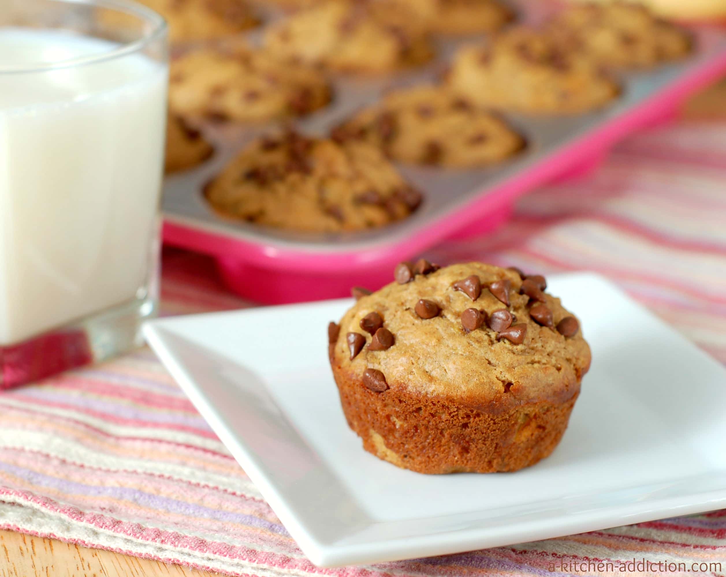 Peanut Butter Banana Chocolate Chip Muffin Recipe