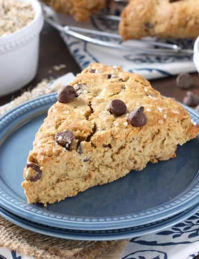 Peanut Butter Chocolate Chip Oatmeal Scones Recipe from A Kitchen Addiction