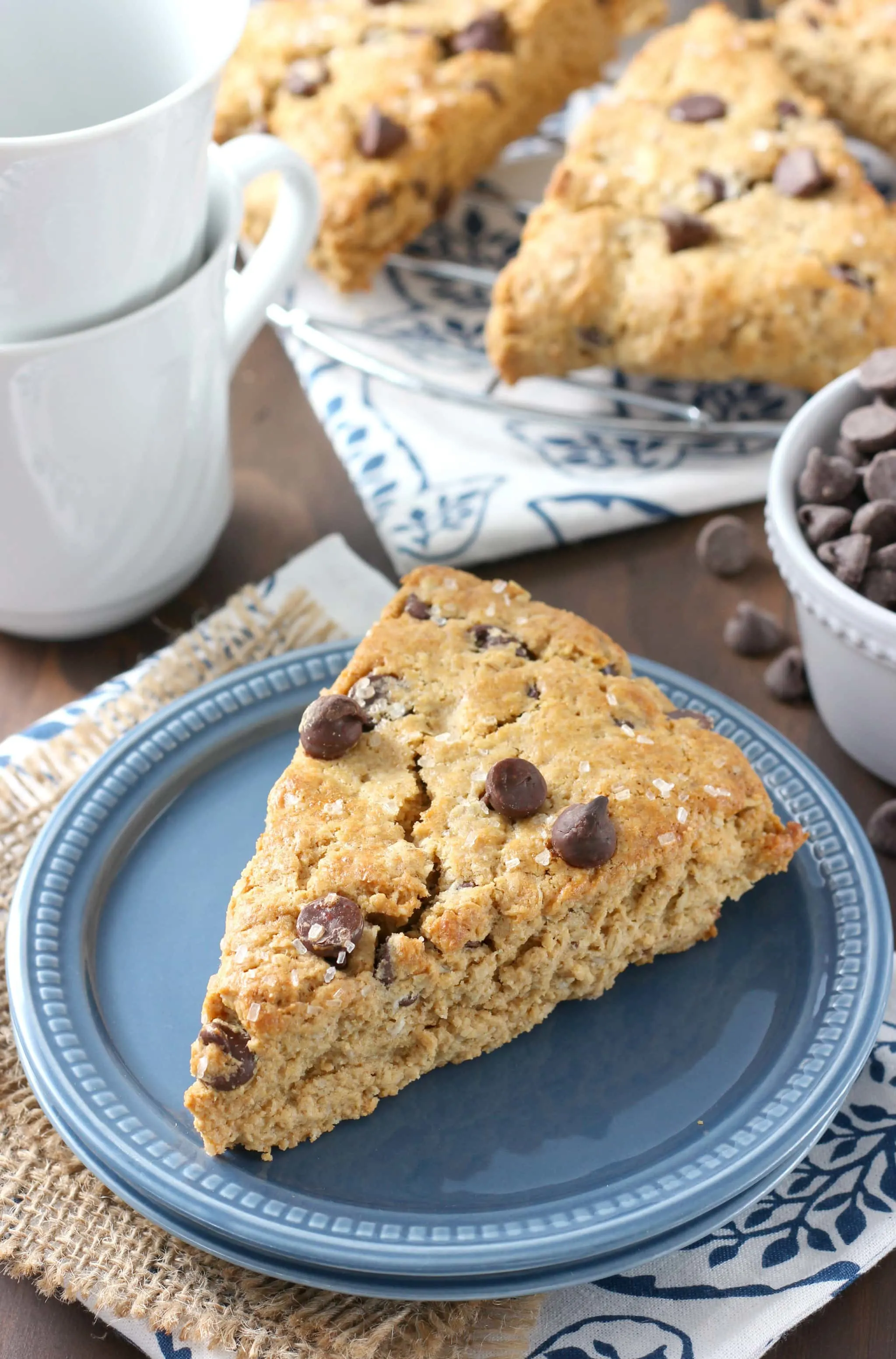 Peanut Butter Chocolate Chip Oatmeal Scones Recipe from A Kitchen Addiction