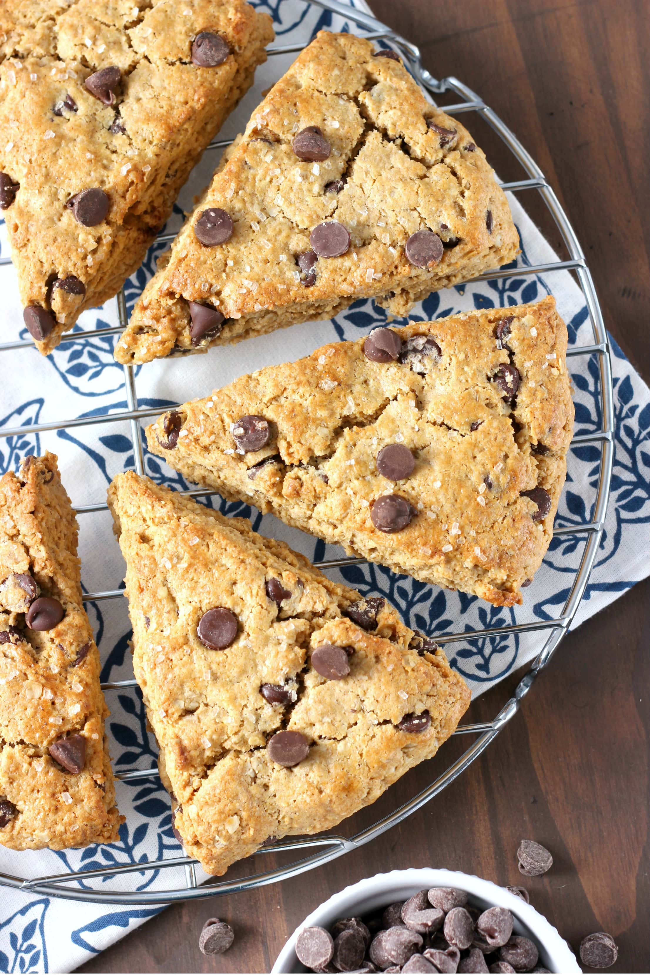 Peanut Butter Chocolate Chip Oatmeal Scones Recipe from A Kitchen Addiction