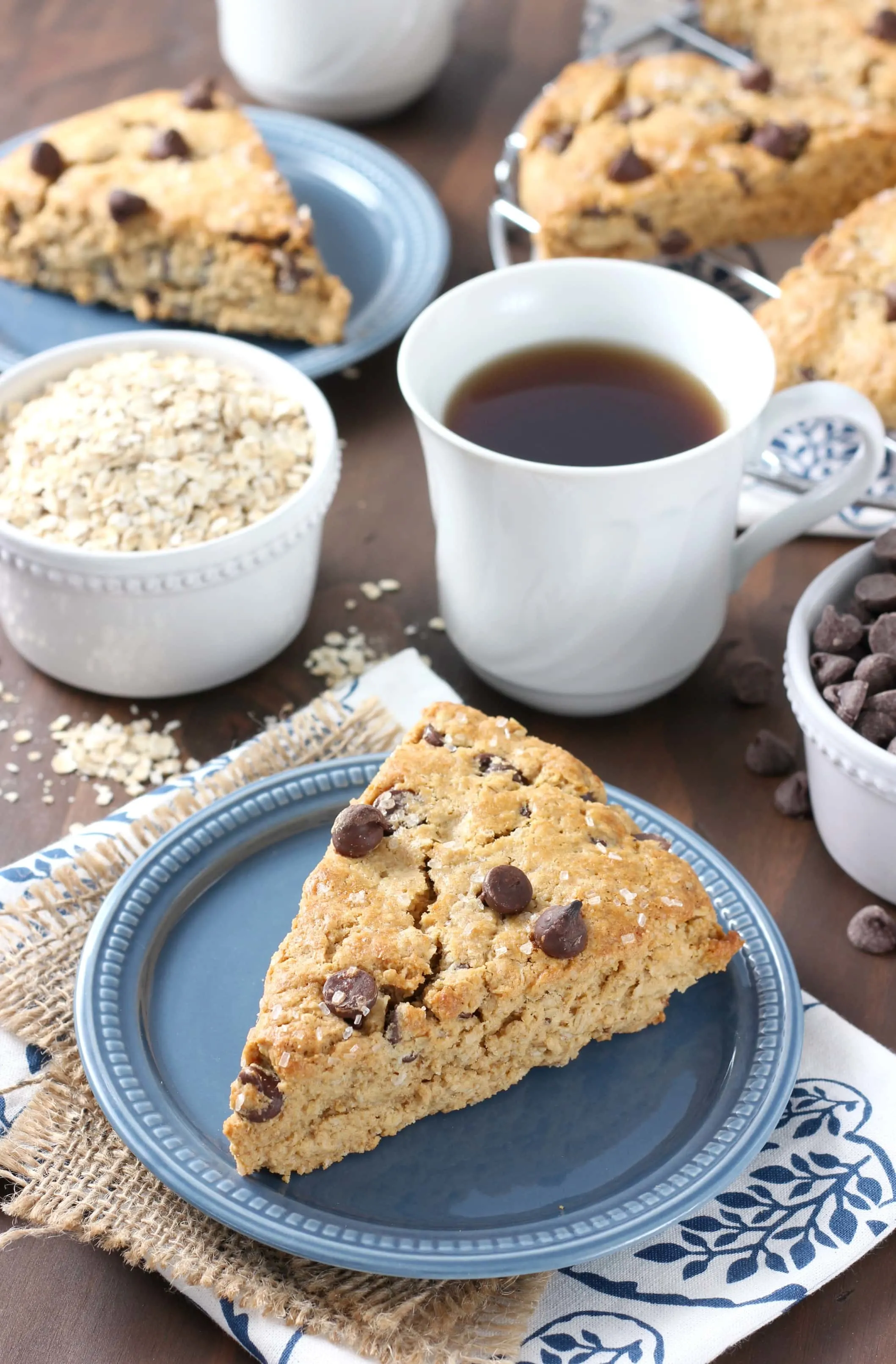 Peanut Butter Chocolate Chip Oatmeal Scones Recipe from A Kitchen Addiction