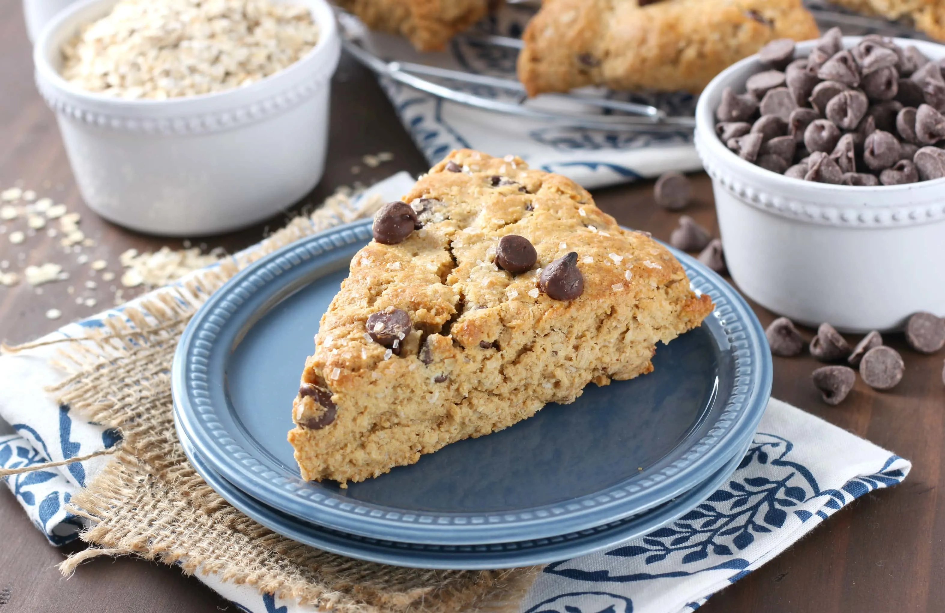 Peanut Butter Chocolate Chip Oatmeal Scones Recipe from A Kitchen Addiction