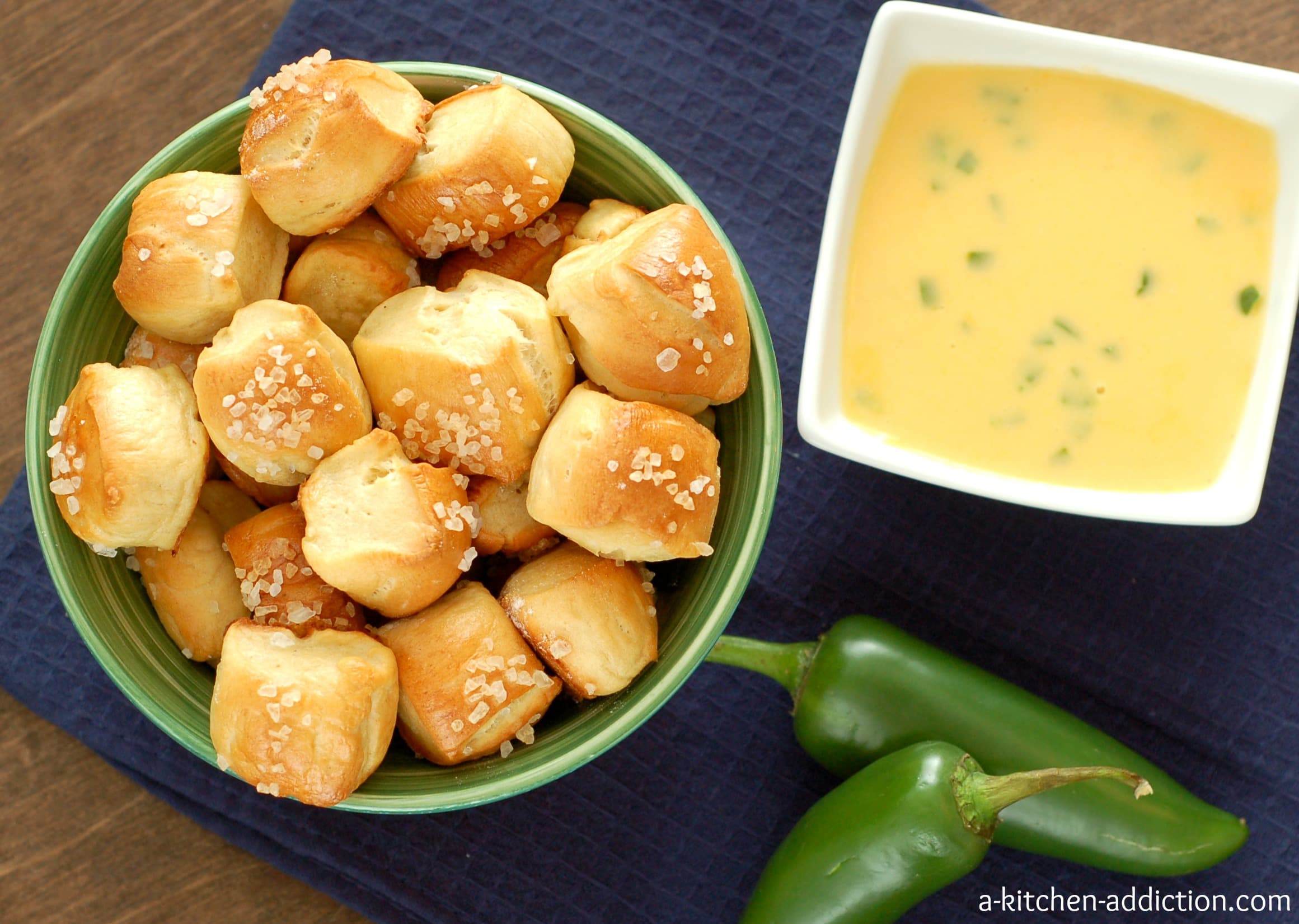 Soft Pretzel Bites with Cheese Sauce