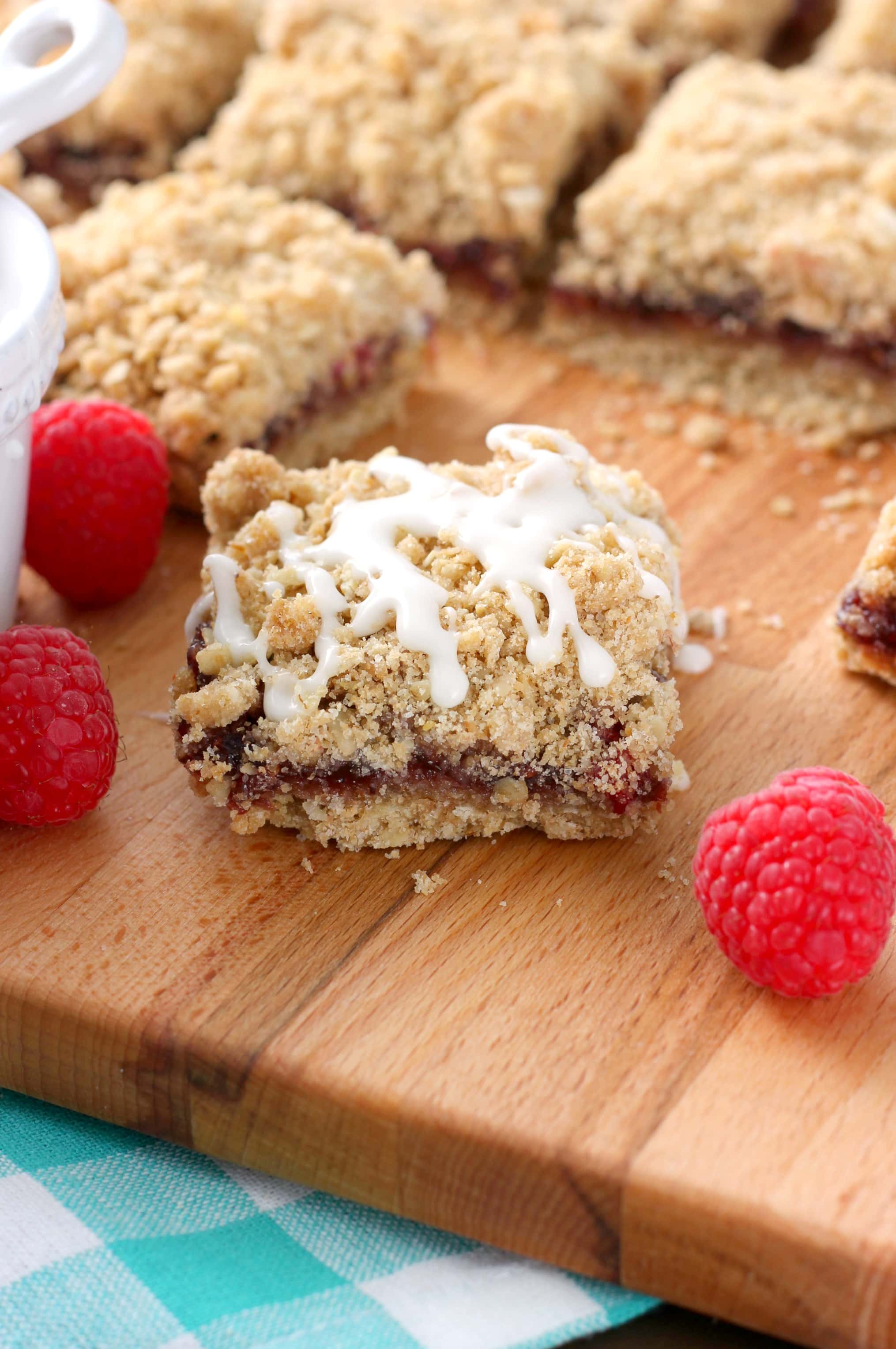 Raspberry White Chocolate Streusel Bars Recipe from A Kitchen Addiction