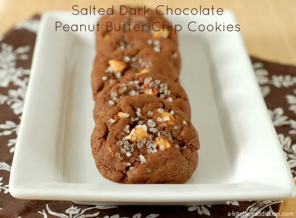 Salted Dark Chocolate Peanut Butter Chip Cookies from www.a-kitchen-addiction.com Salted Dark Chocolate Peanut Butter Chip Cookies