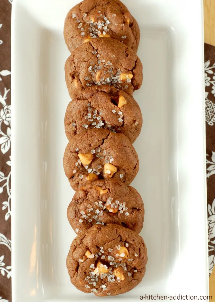 Salted Dark Chocolate Peanut Butter Chip Cookies